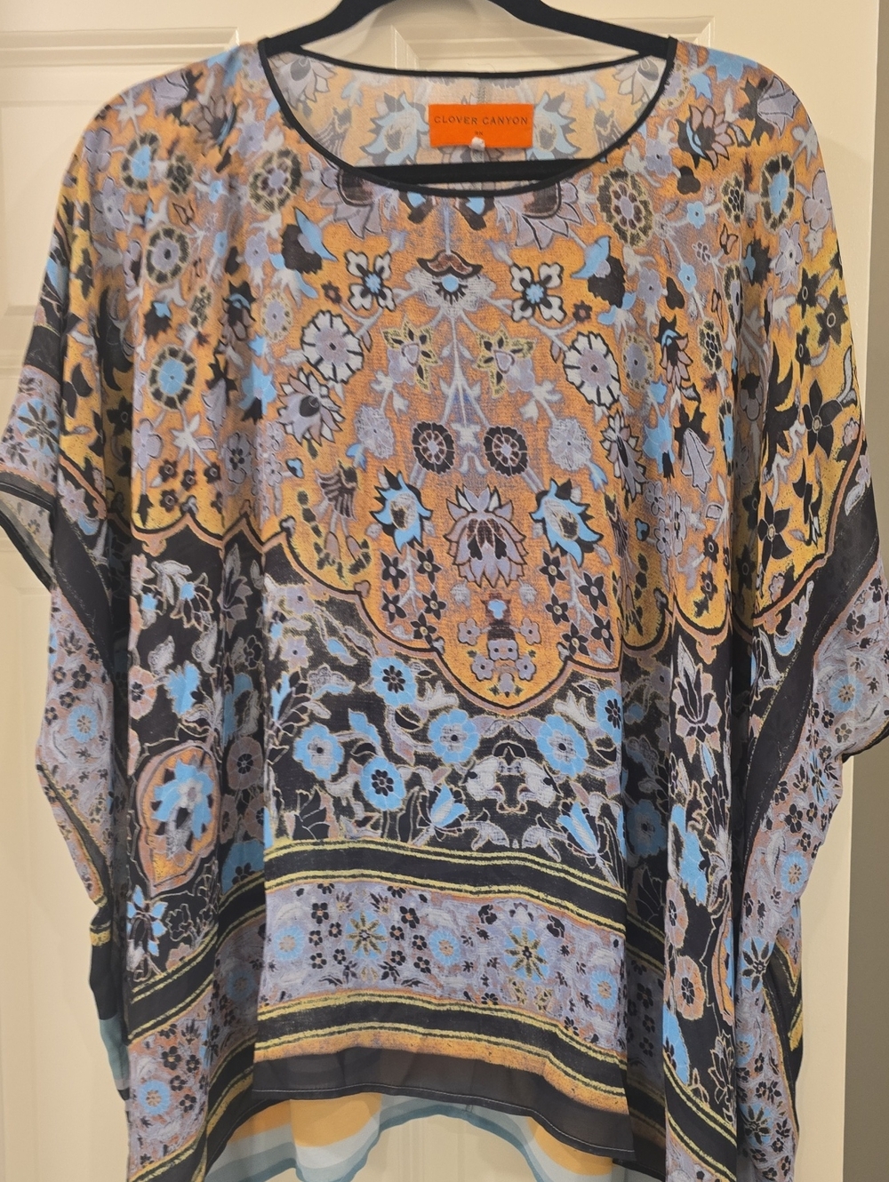 Clover Canyon Teal, Yellow & Black Floral Tunic
